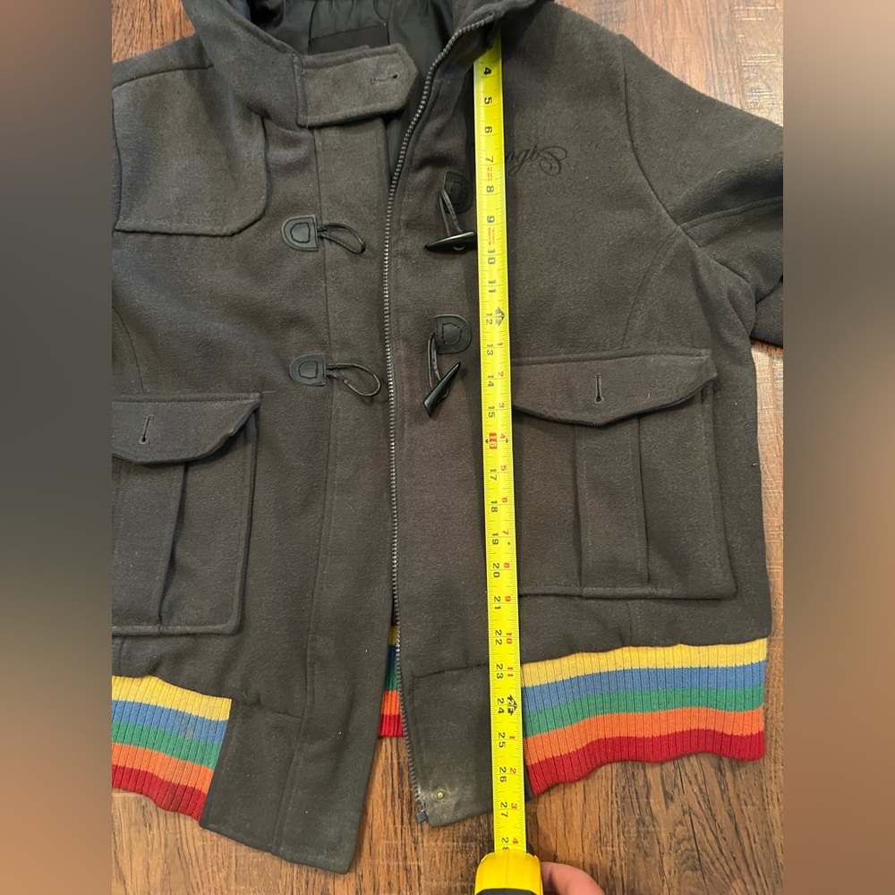 Coogi Australia Spell Out Rainbow Hooded Gray Jacket Coat Womens - Picture 7 of 8